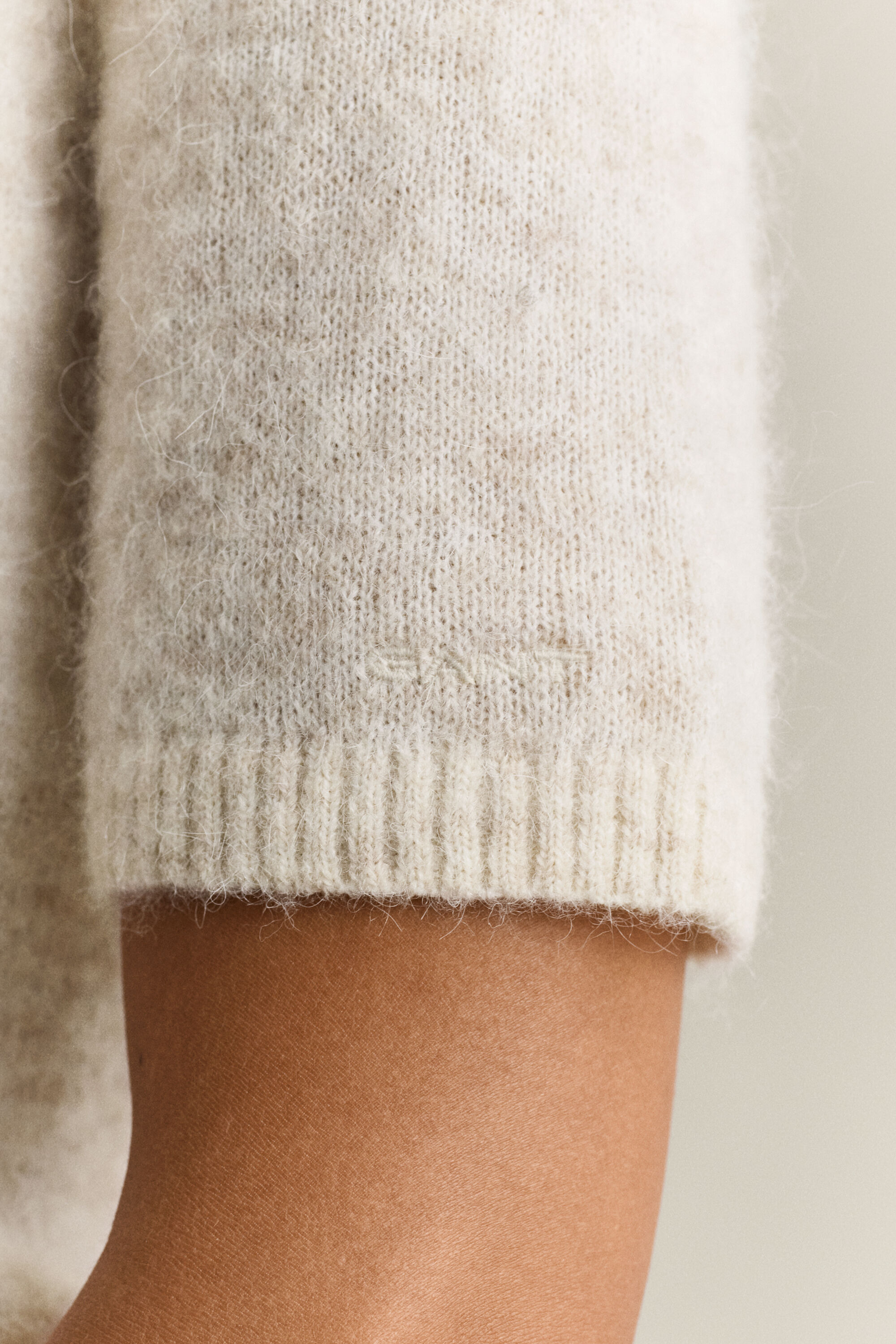 Camisola de malha com manga curta em mistura de lã de alpaca