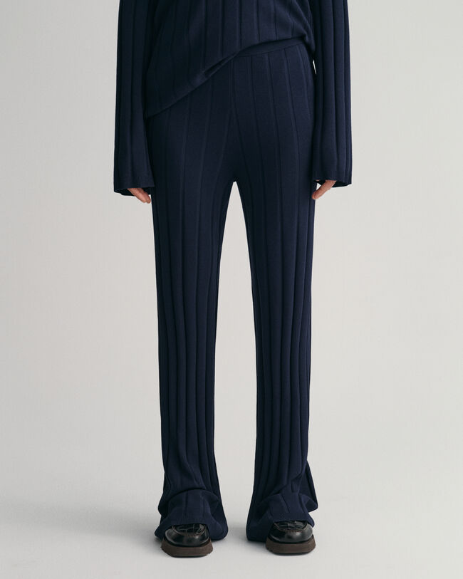 Calças em malha canelada