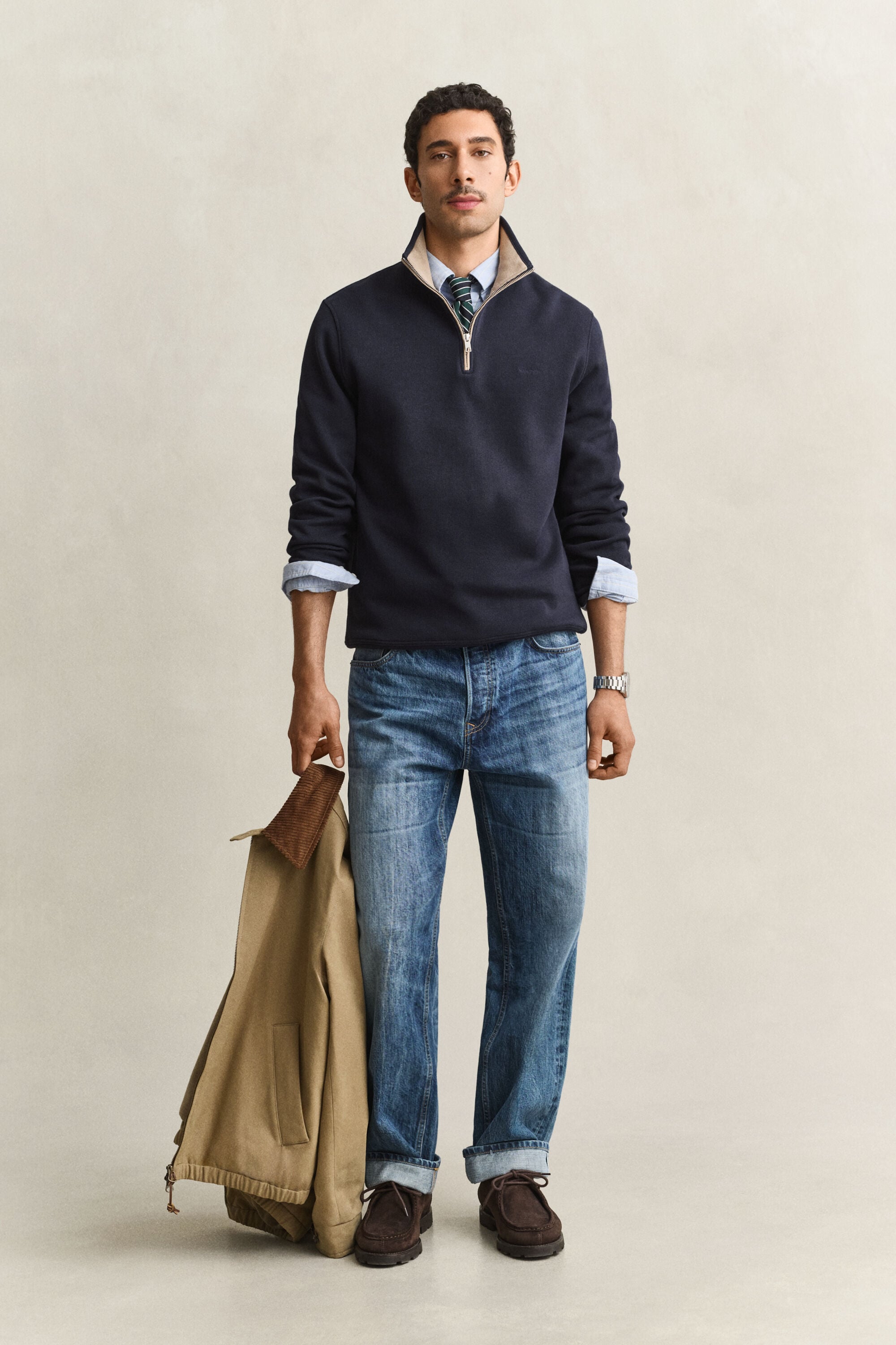 Sweatshirt com meio fecho Sacker Rib