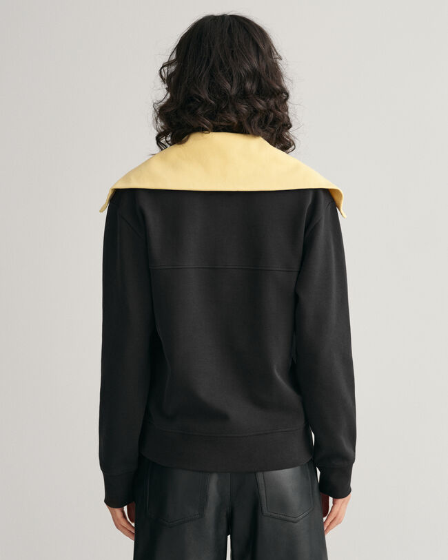 Sweatshirt com bloco de cor e meio fecho