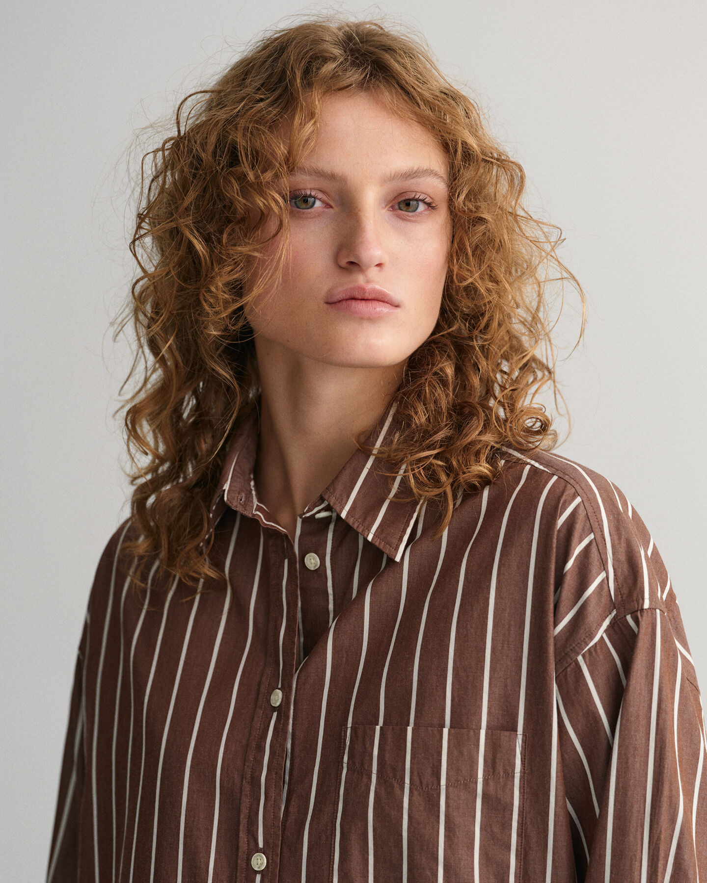 Vestido-camisa &agrave;s riscas oversized