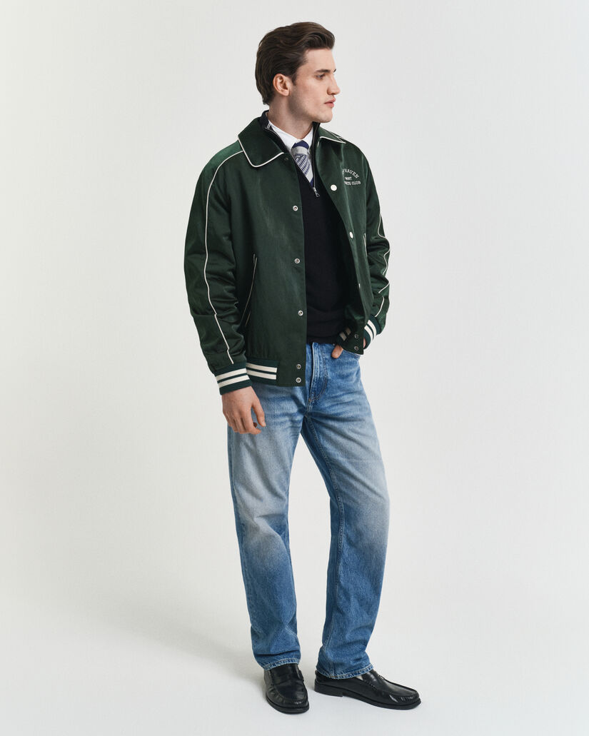 Camisola de malha com meio fecho de correr em algodão piqué