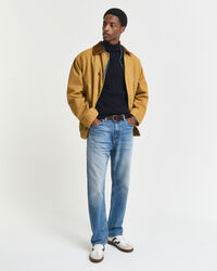 Camisola de gola alta em malha entrançada de algodão