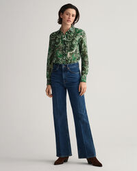 Camisa de seda de algod&atilde;o com padr&atilde;o paisley regular fit