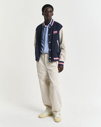 Camisa de manga curta em linho e algodão às riscas regular fit