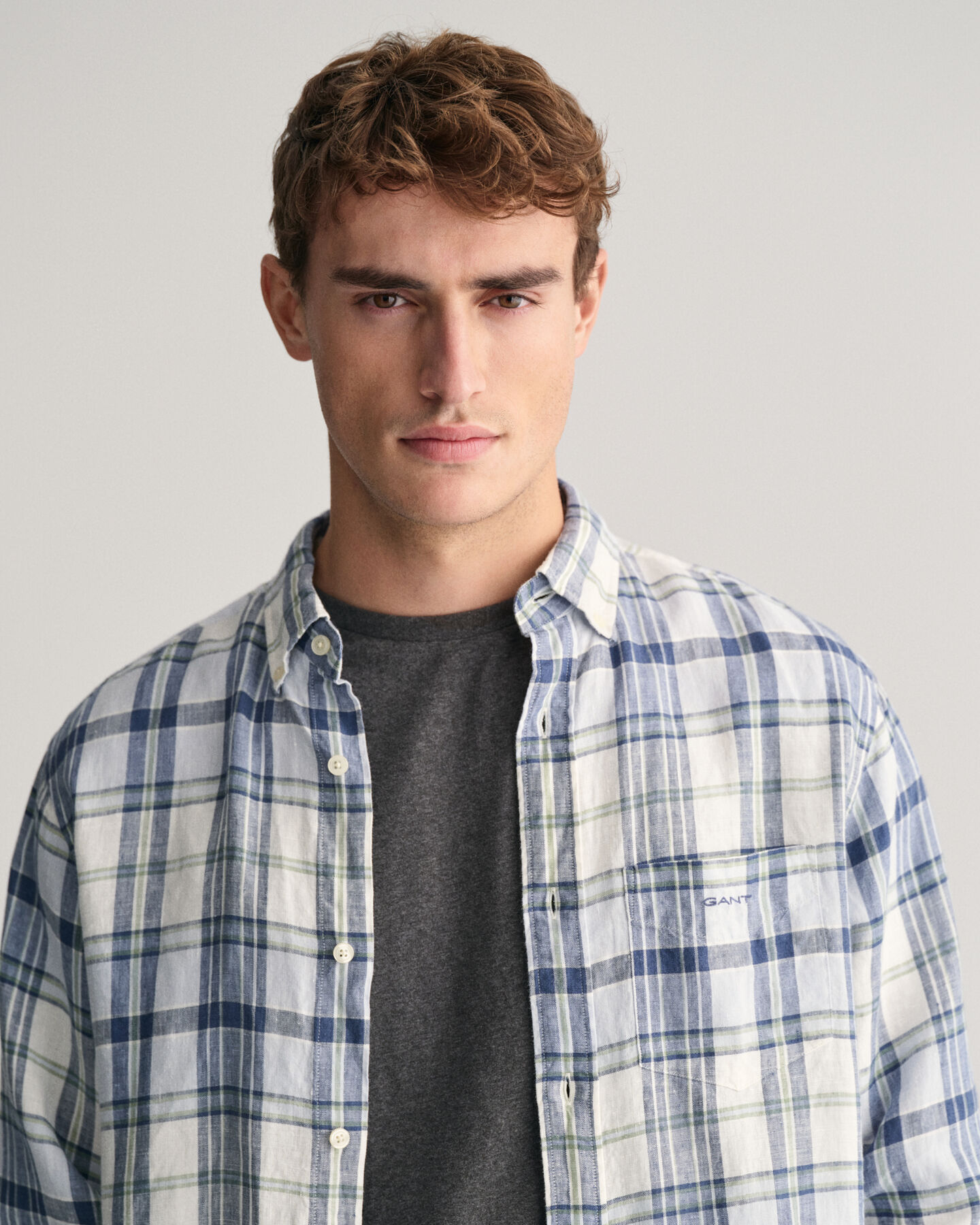 Camisa de linho madras regular fit