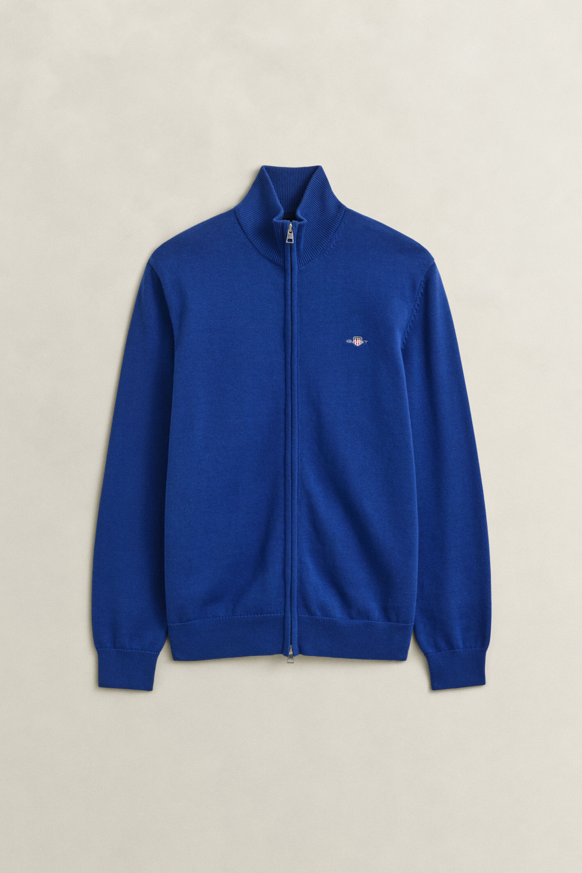 Casaco de malha com fecho de correr Casual Cotton