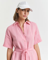 Vestido-camisa de manga curta em linho