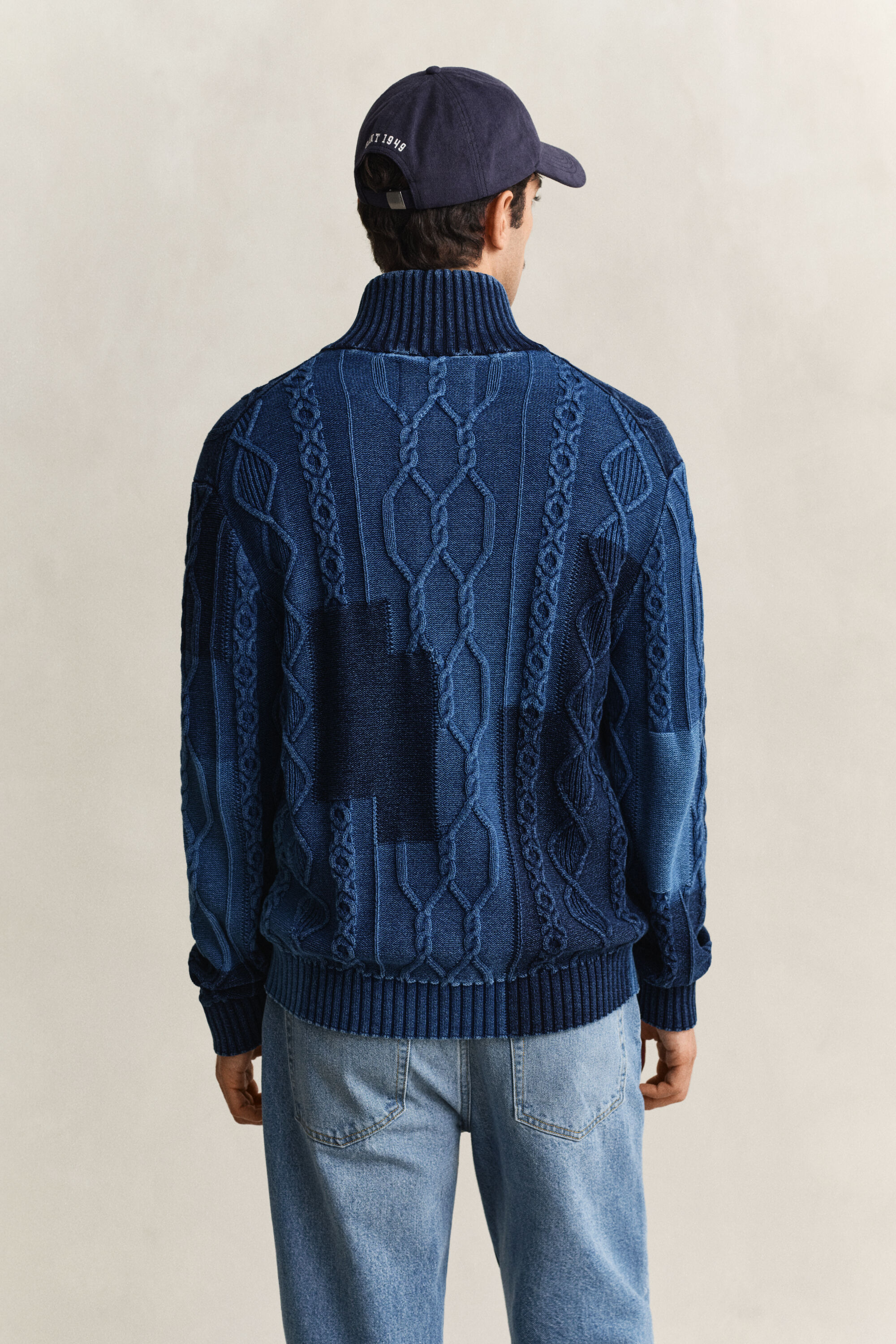 Casaco de malha entrançada Patchwork