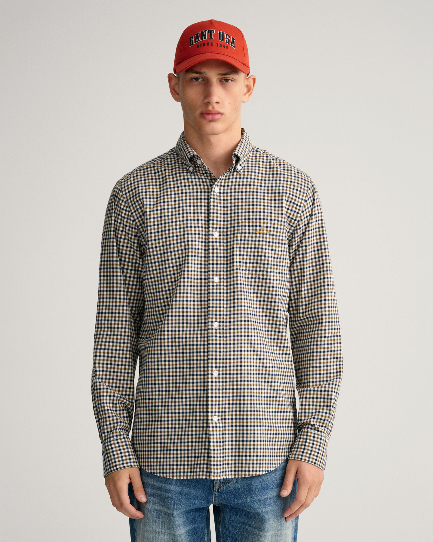 Camisa em sarja gingham regular fit