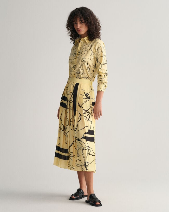 Camisa em voile de algodão Line Drawing regular fit