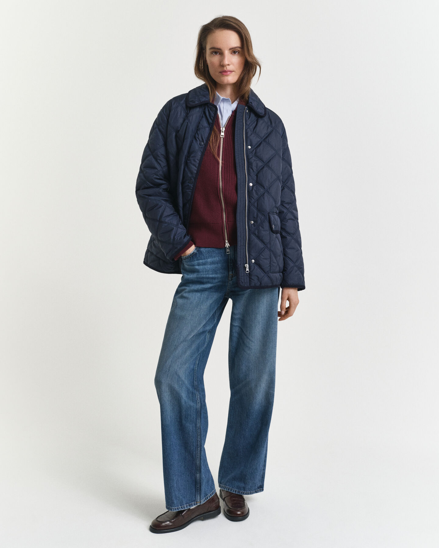 Casaco acolchoado com detalhes em bombazina