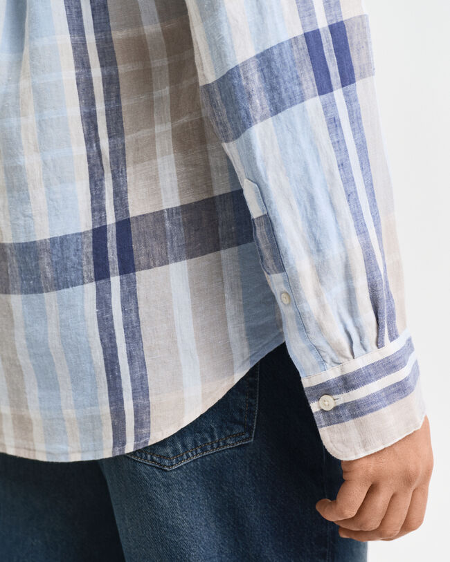 Camisa madras de linho regular fit