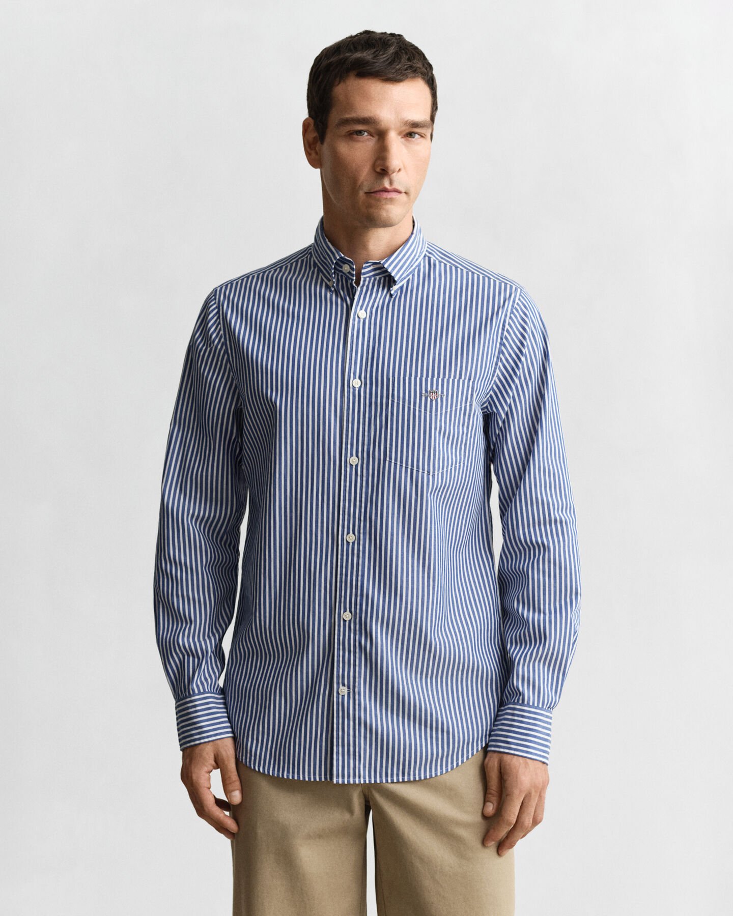 Camisa em popelina às riscas Classic regular fit