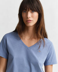 T-shirt com decote em V Shield