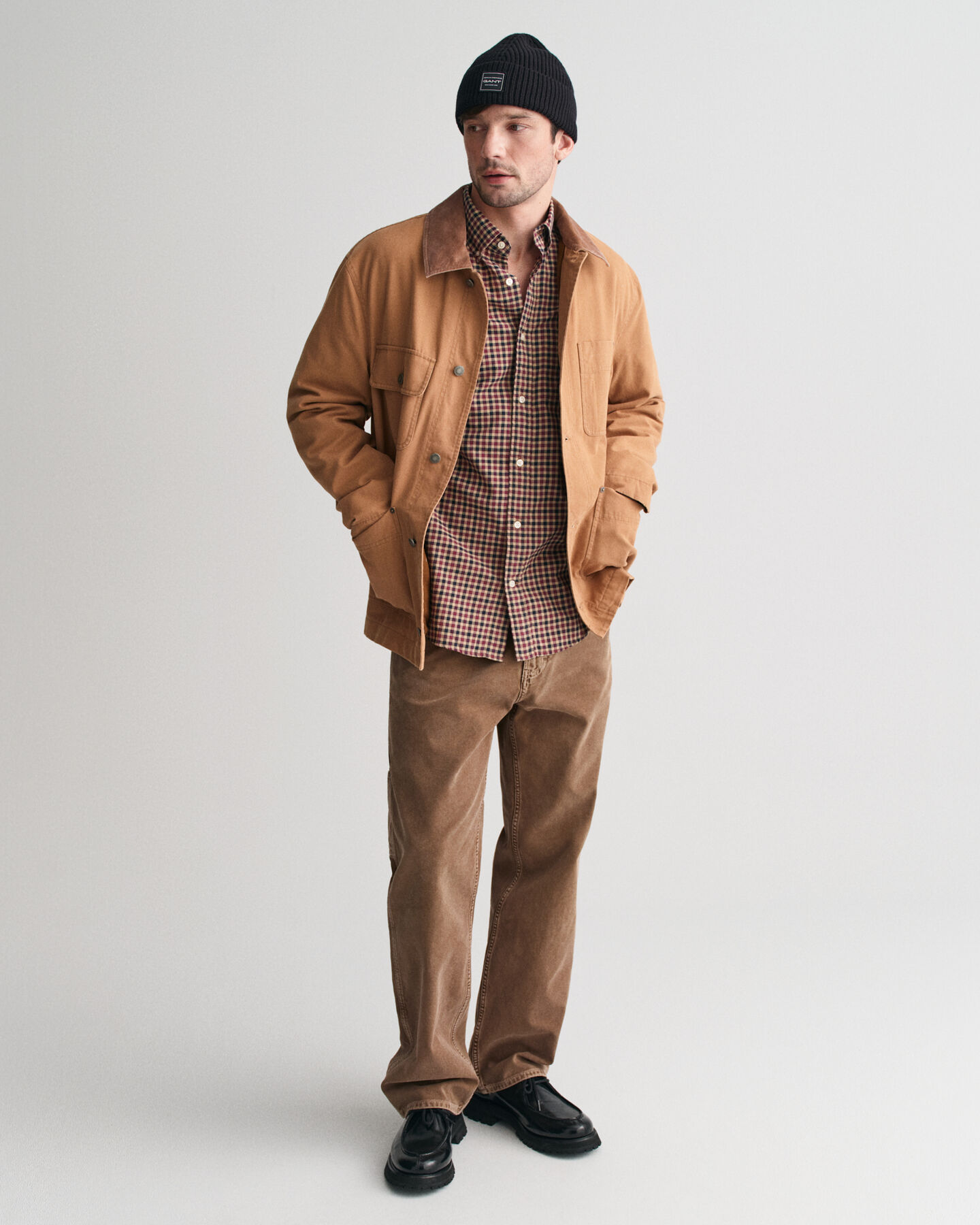 Camisa em sarja leve Gingham regular fit