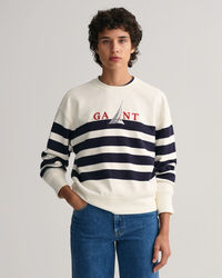 Sweatshirt com decote redondo &agrave;s riscas Sail Graphic