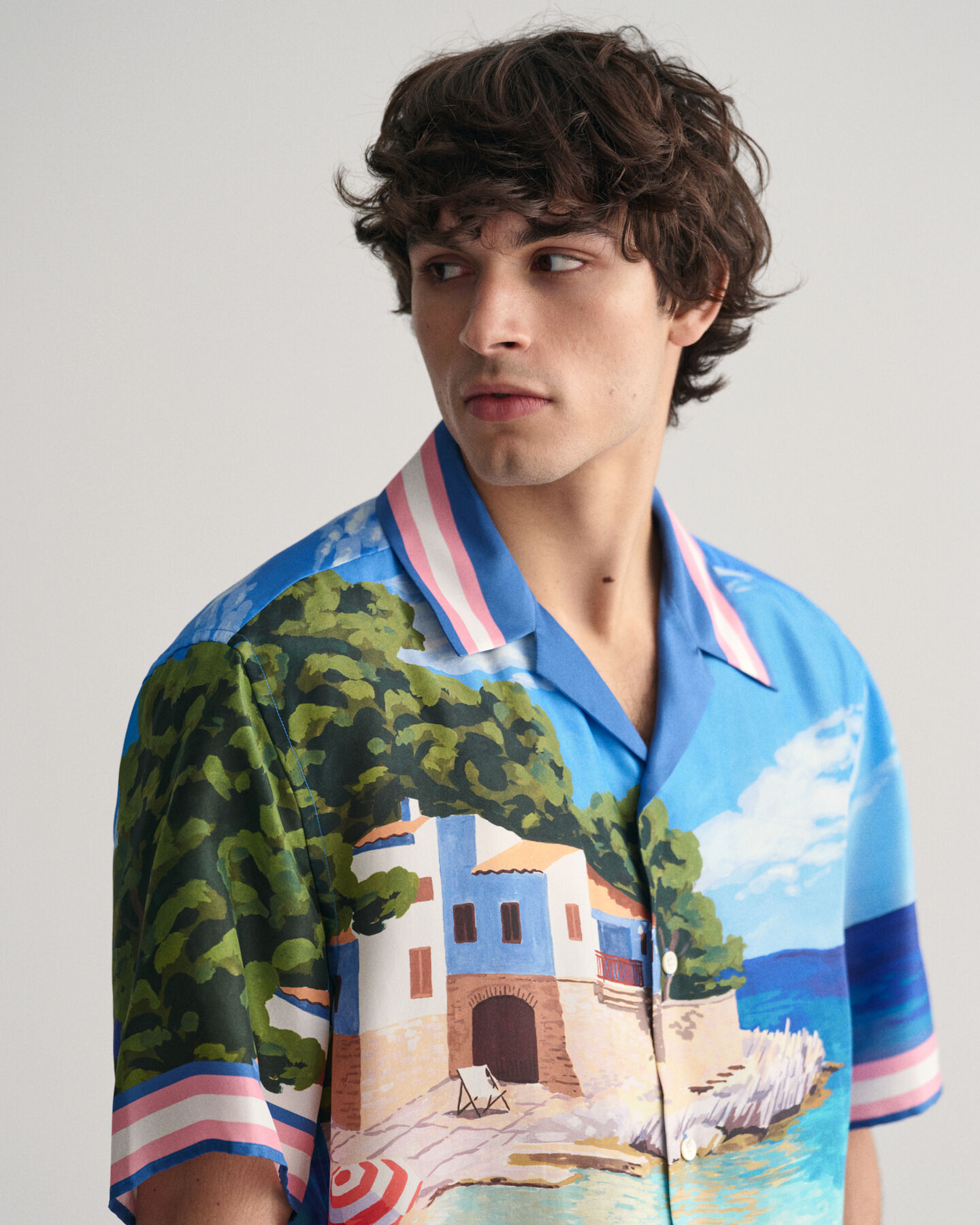 Camisa em seda Scenery Print relaxed fit