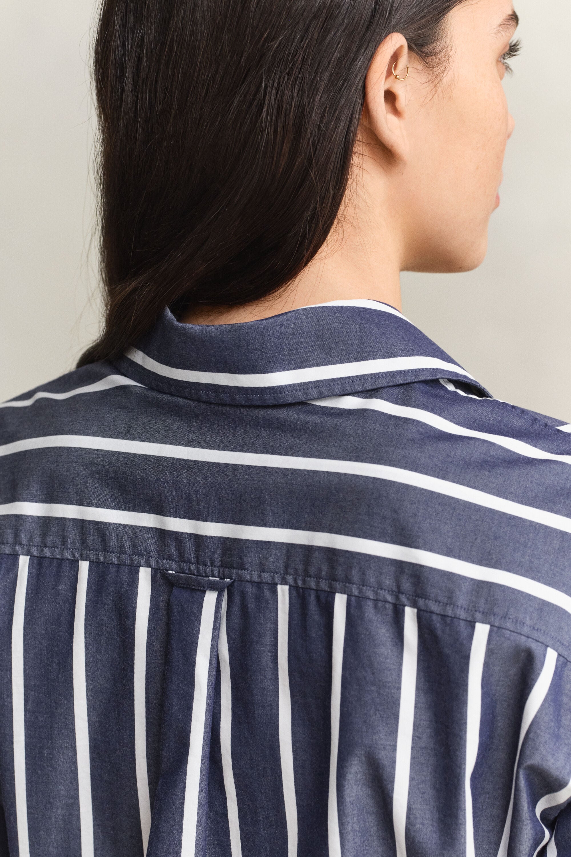Camisa em popelina às riscas Classic relaxed fit