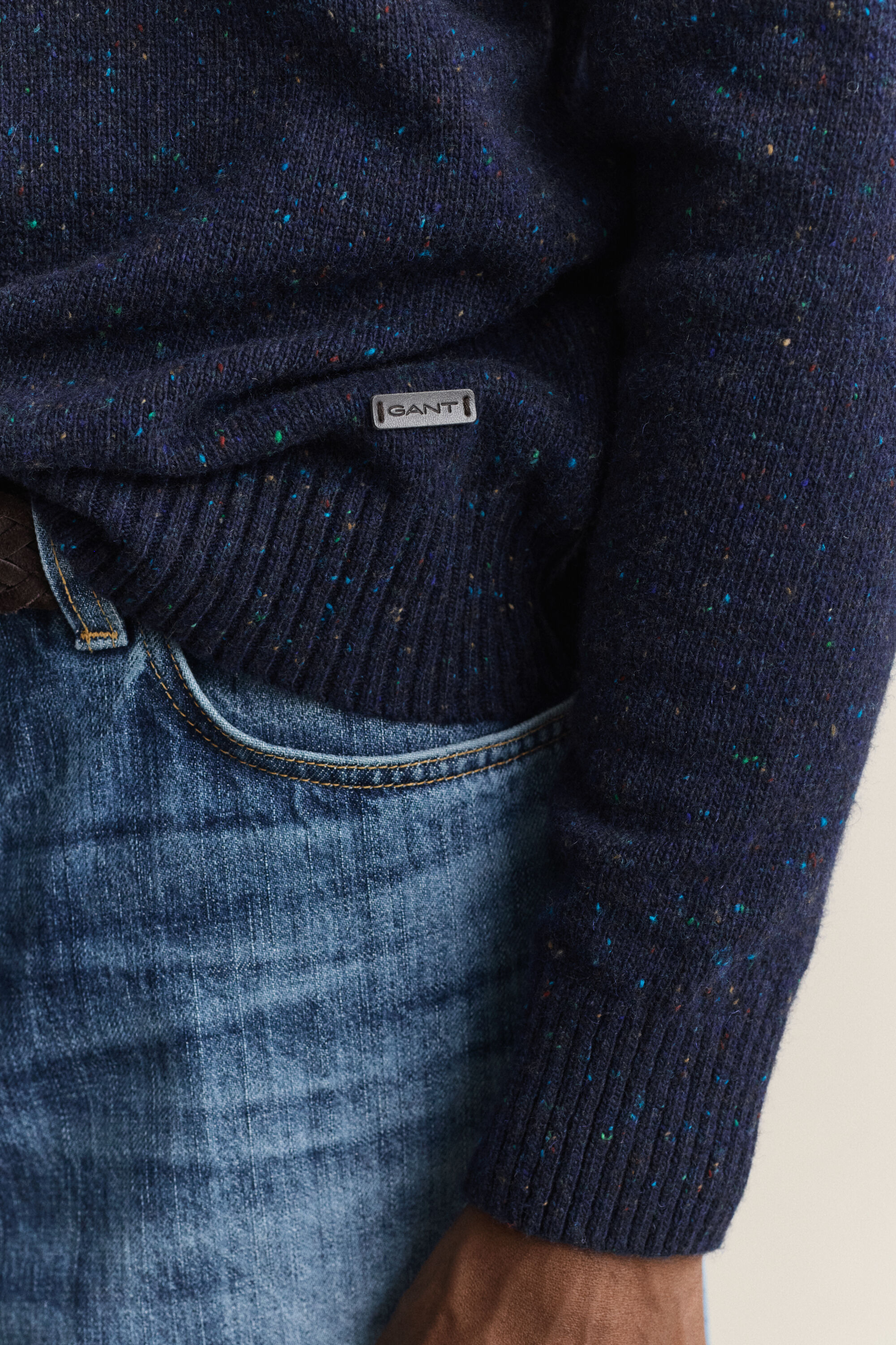 Camisola de malha tipo polo Nepps em mistura de lã