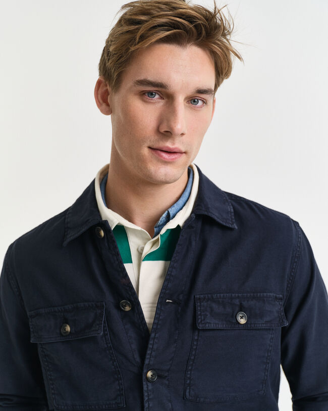 Sobrecamisa em linho e algodão regular fit