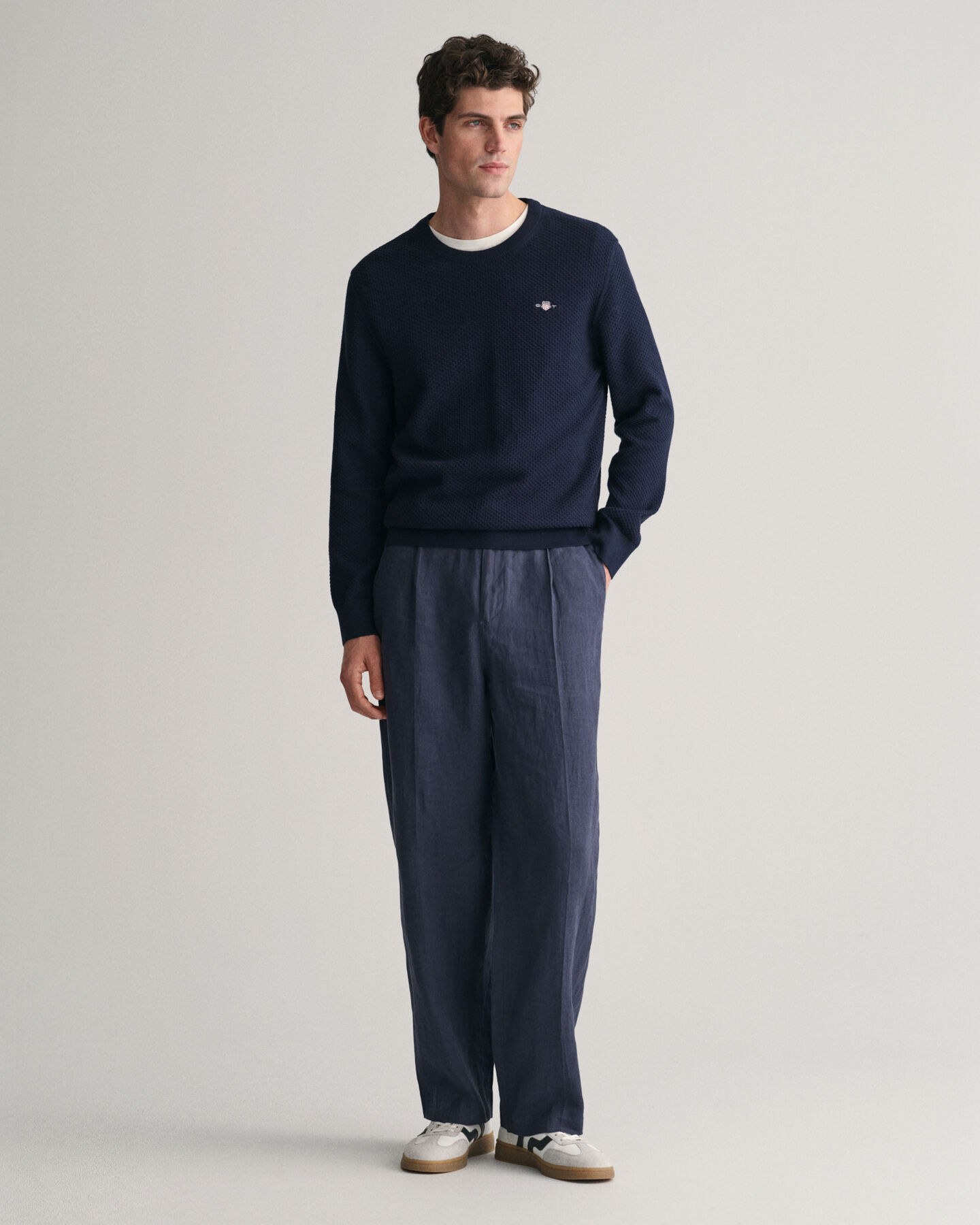 Camisola de malha com decote redondo em algod&atilde;o Structured