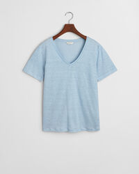 T-shirt em linho com decote em V