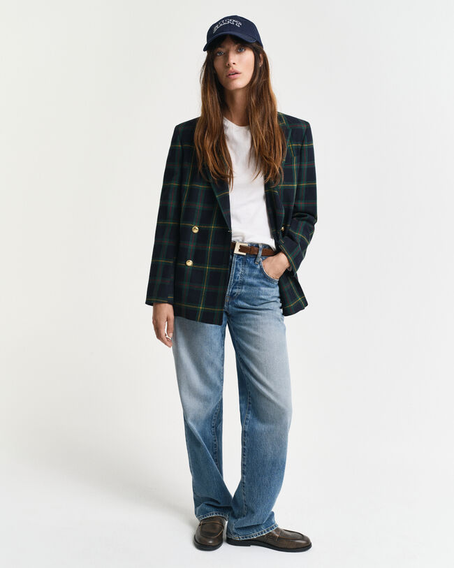 Blazer de fato com padrão de xadrez regular fit