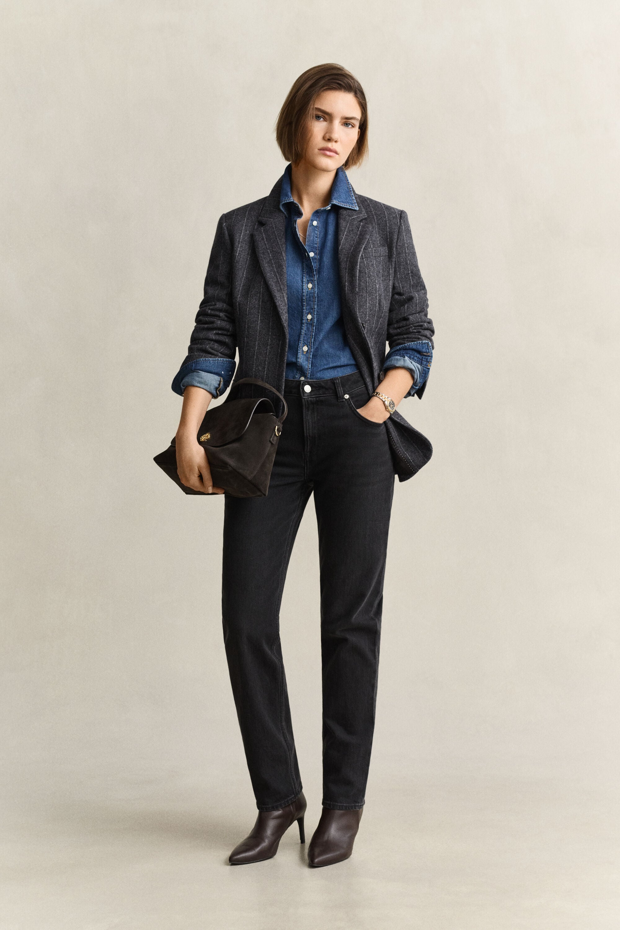 Blazer ampulheta Pinstripe