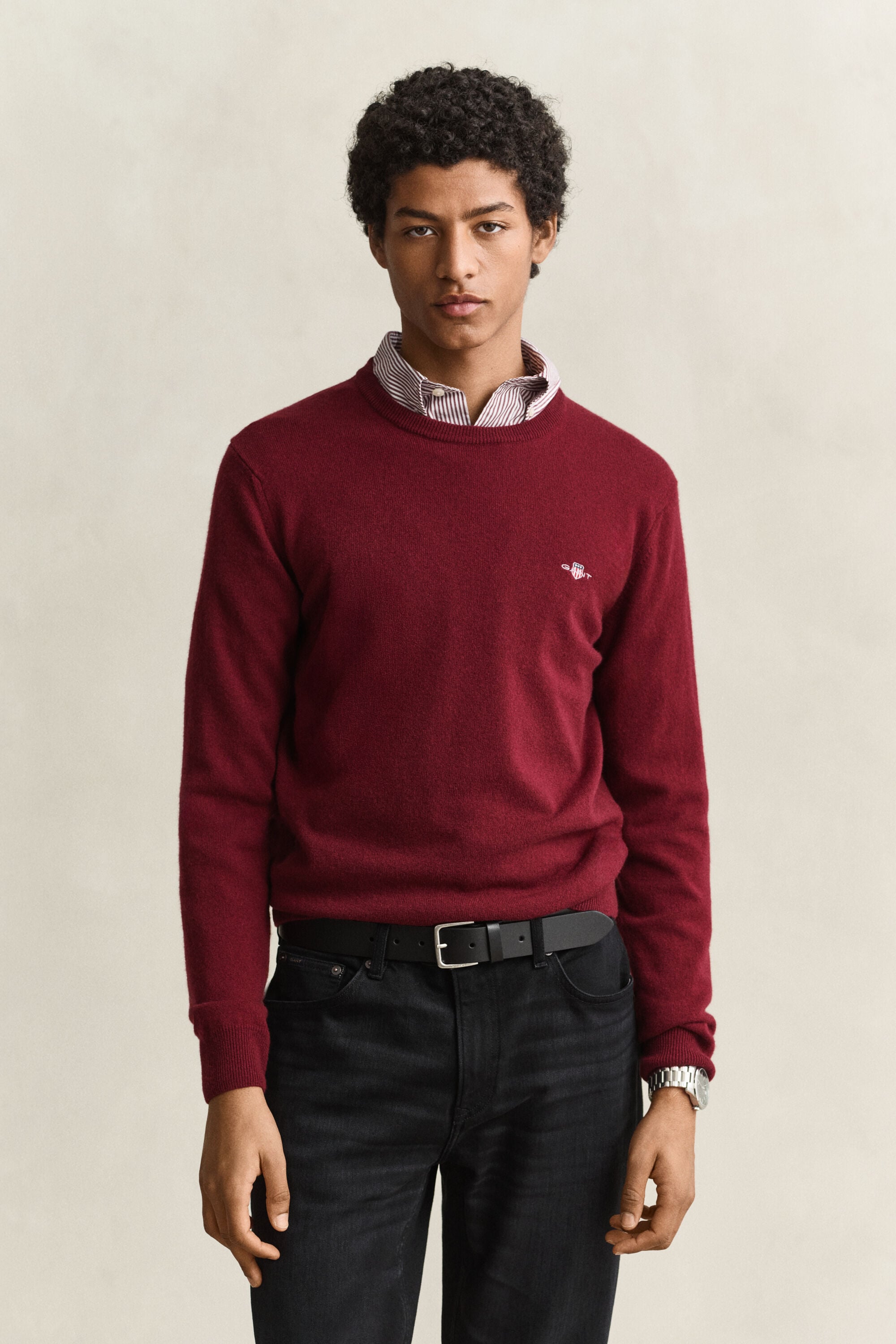 Camisola de malha com decote redondo em lã