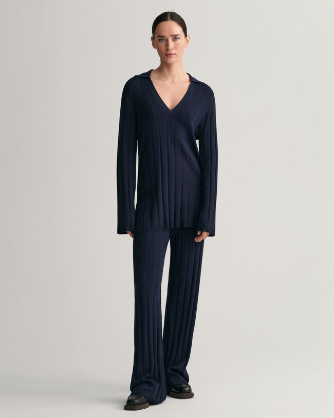 Pulover de malha com colarinho aberto