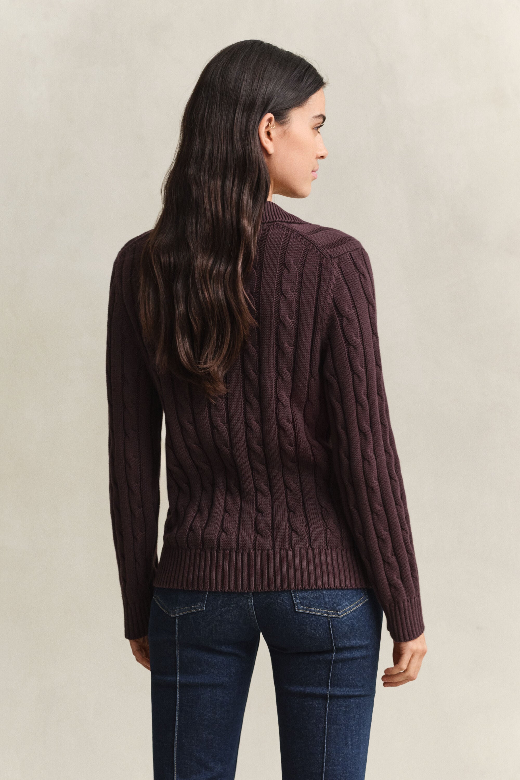 Camisola em malha entrançada de algodão