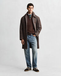 Camisola de malha em algodão com meio fecho Casual