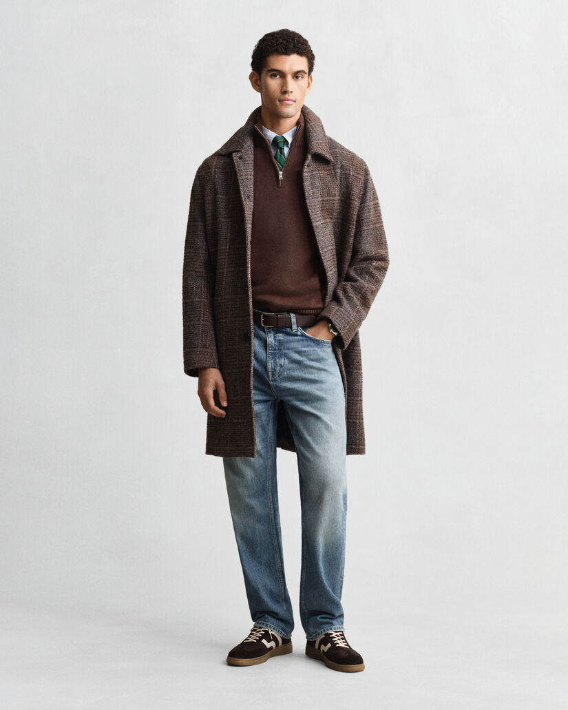 Camisola de malha em algodão com meio fecho Casual