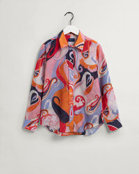 Camisa de seda de algod&atilde;o com padr&atilde;o paisley regular fit