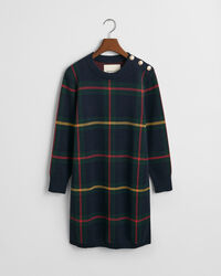 Vestido com decote redondo e padrão de xadrez