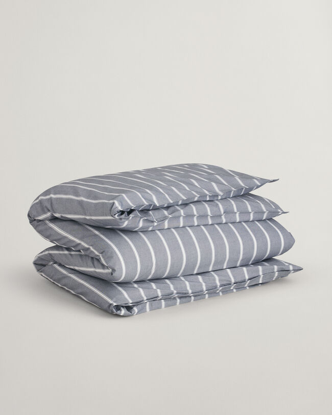 Capa de edredão de casal às riscas Oxford