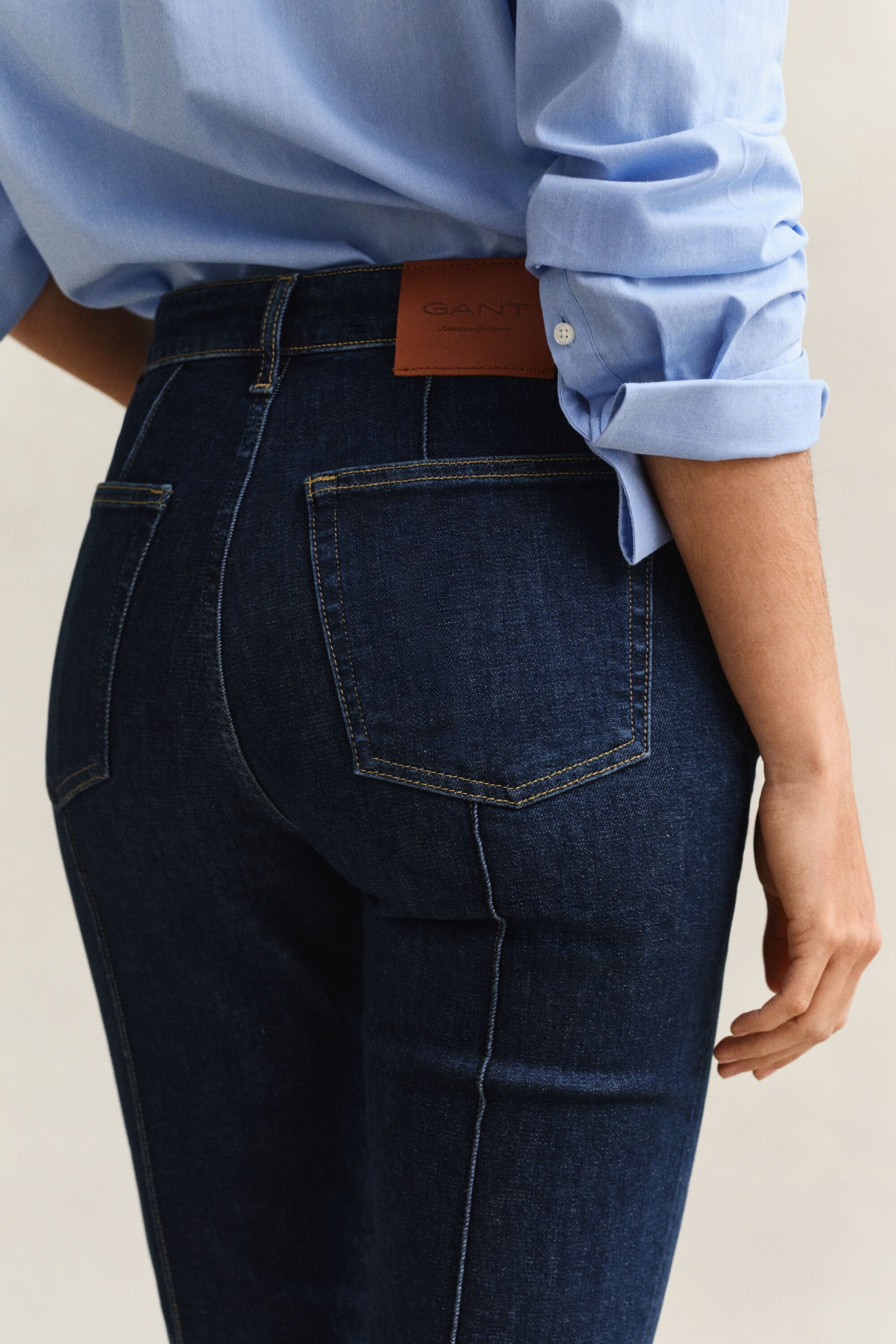 Calças de ganga evasê Pintuck slim
