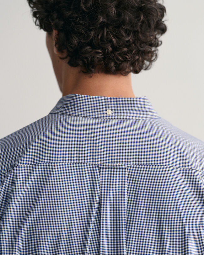 Camisa em popelina com padrão de xadrez micro regular fit