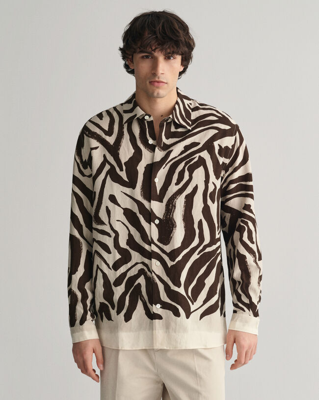 Camisa de seda com estampado Zebra relaxed fit