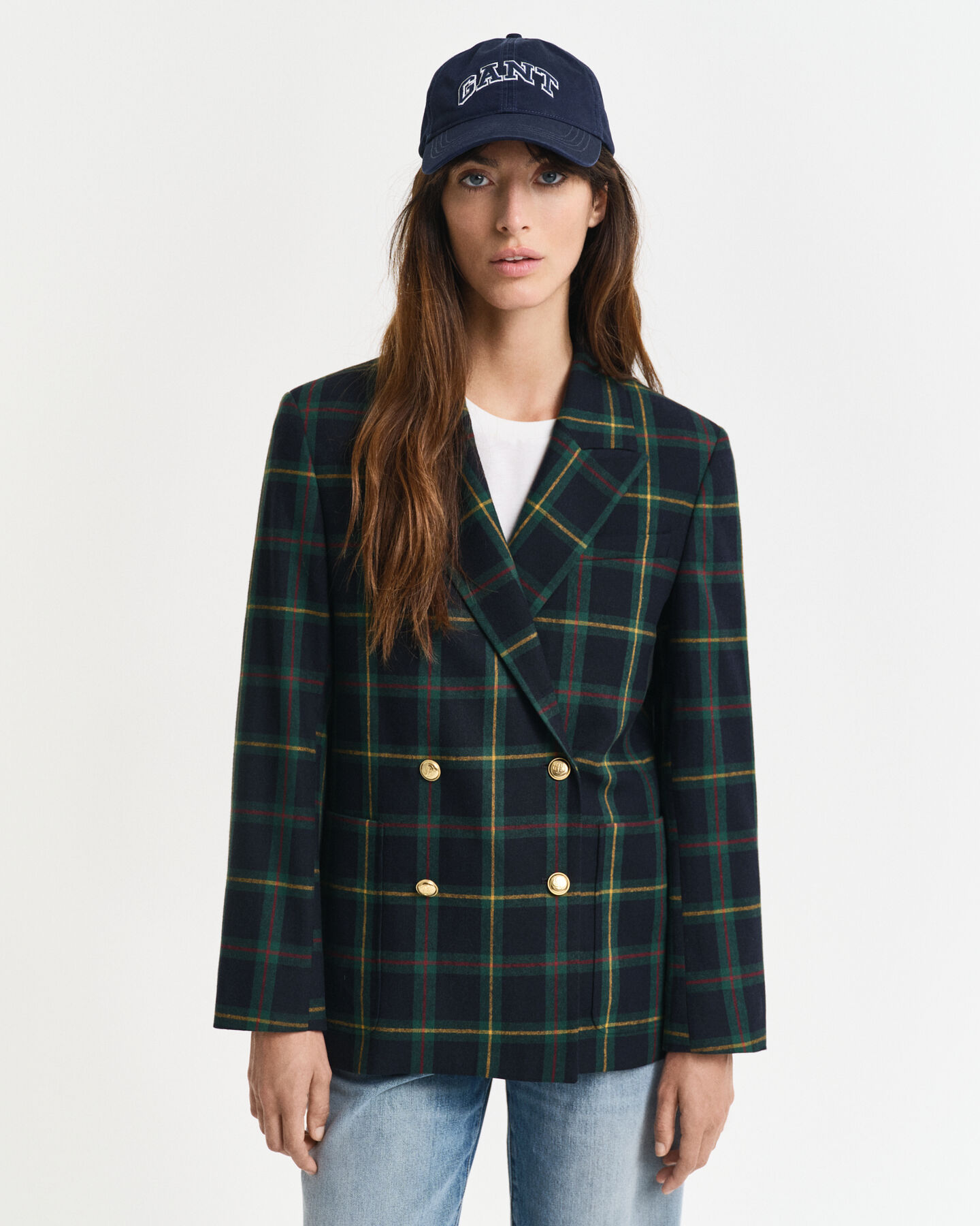 Blazer de fato com padrão de xadrez regular fit