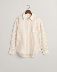 Camisa de linho &agrave;s riscas relaxed fit