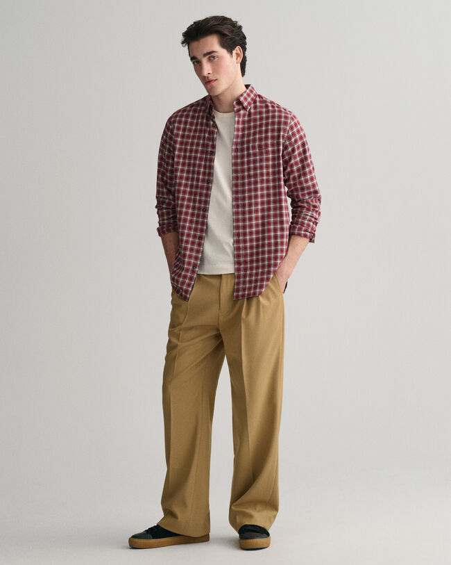 Camisa de flanela com padrão micro tartan regular fit