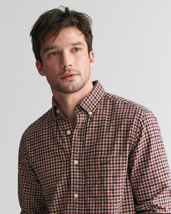 Camisa em sarja leve Gingham regular fit