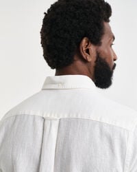 Camisa de manga curta em linho e algodão regular fit