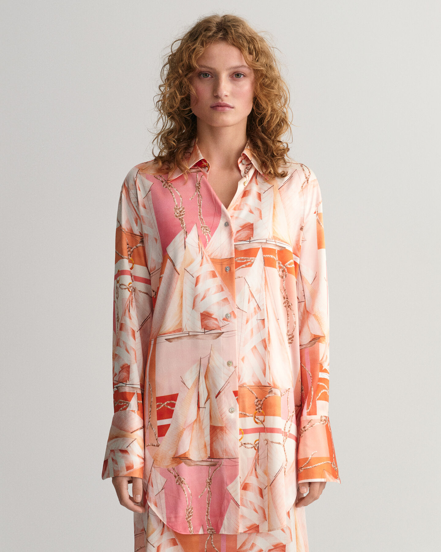 Camisa de seda com estampado Sailing relaxed fit