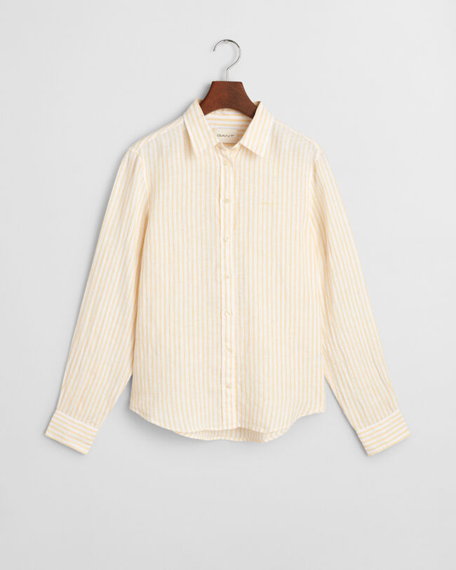 Camisa de linho às riscas regular fit