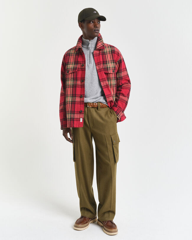 Camisola de malha com meio fecho em lã extrafina