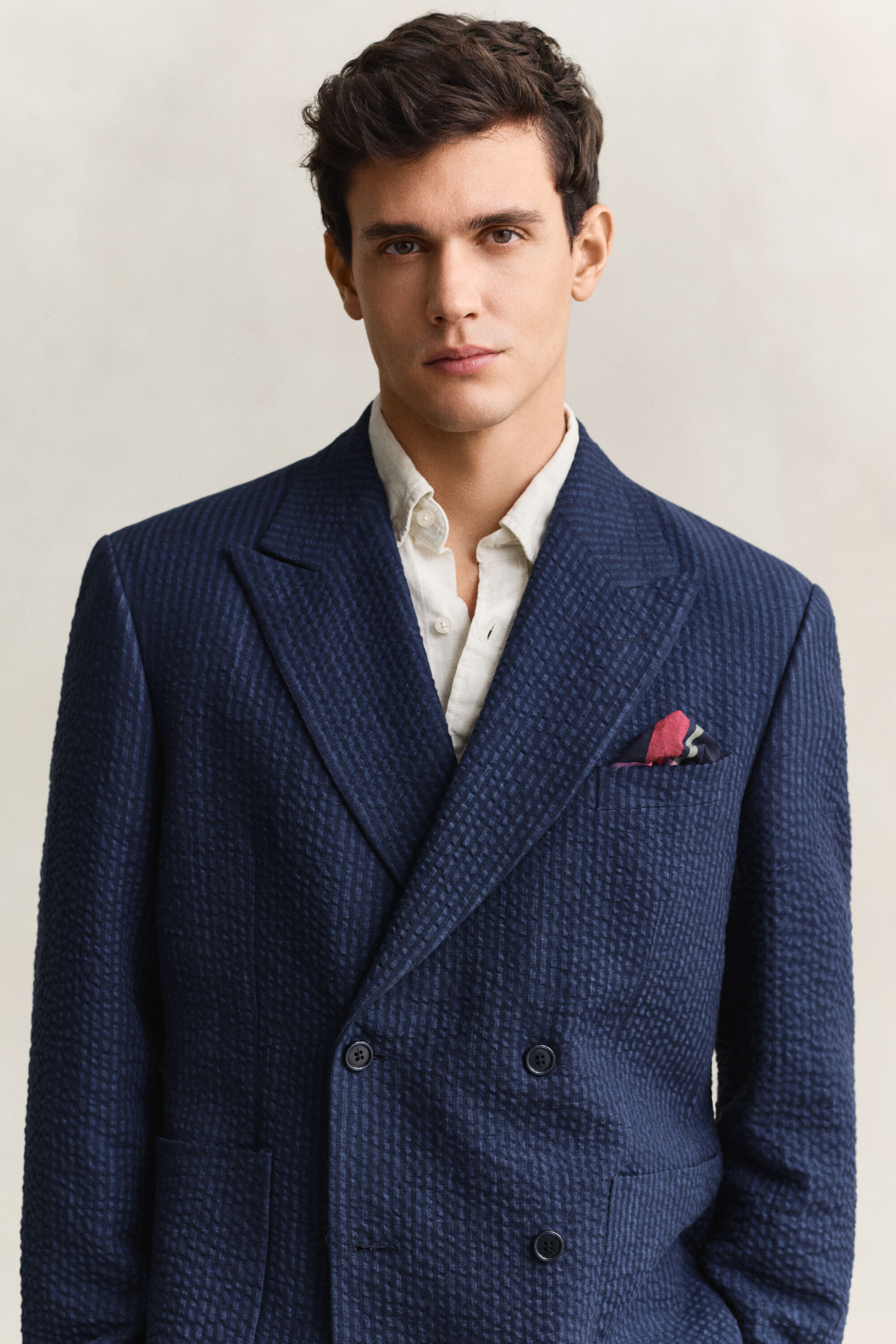 Casaco de fato Seersucker Indigo