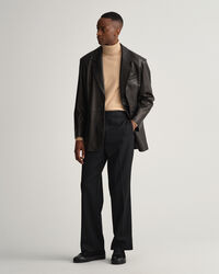 Pulover com gola dobrada em caxemira e algodão